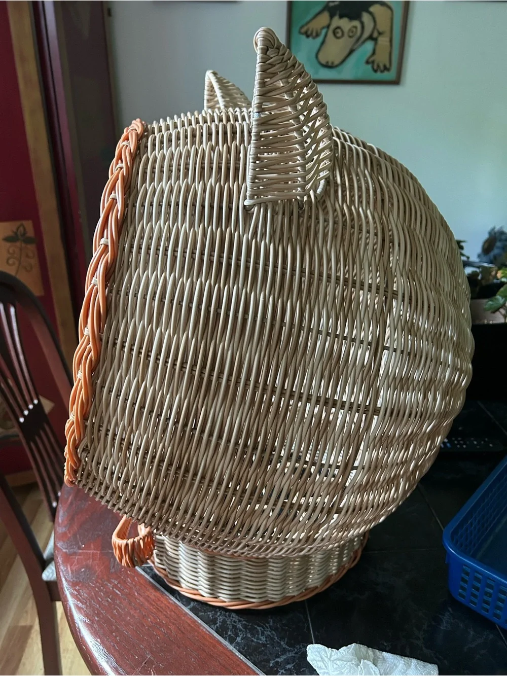 Woven Cat Ear Cave - Tan/Orange